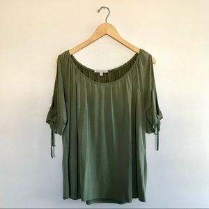 Green Envelope Green Cut-Out Shoulder top